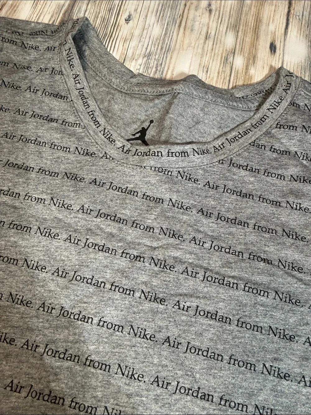 Jordan  Men's Heather Grey All-Over Logo Crewneck Tee size small